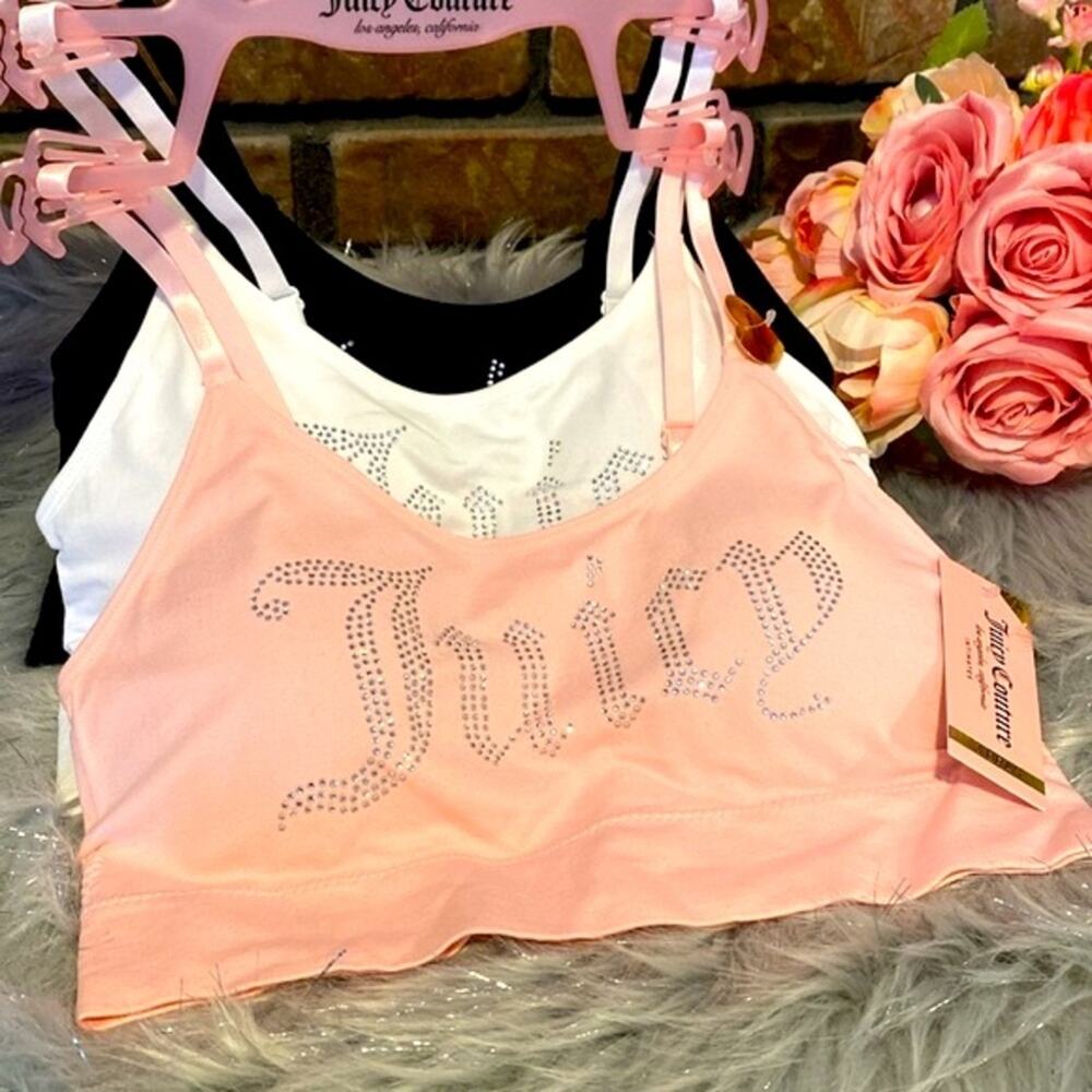 BNWT JUICY COUTURE 3 PACK Bling Rhinestone Bras Women's Size Medium